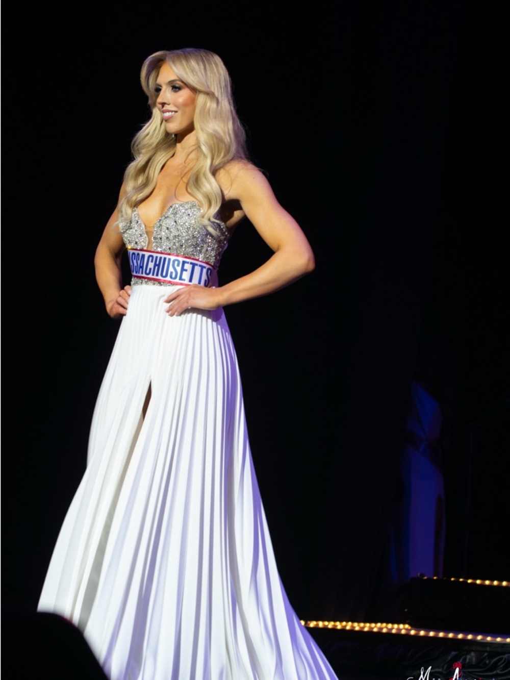 Jovani White Gown with Silver Beaded Bodice